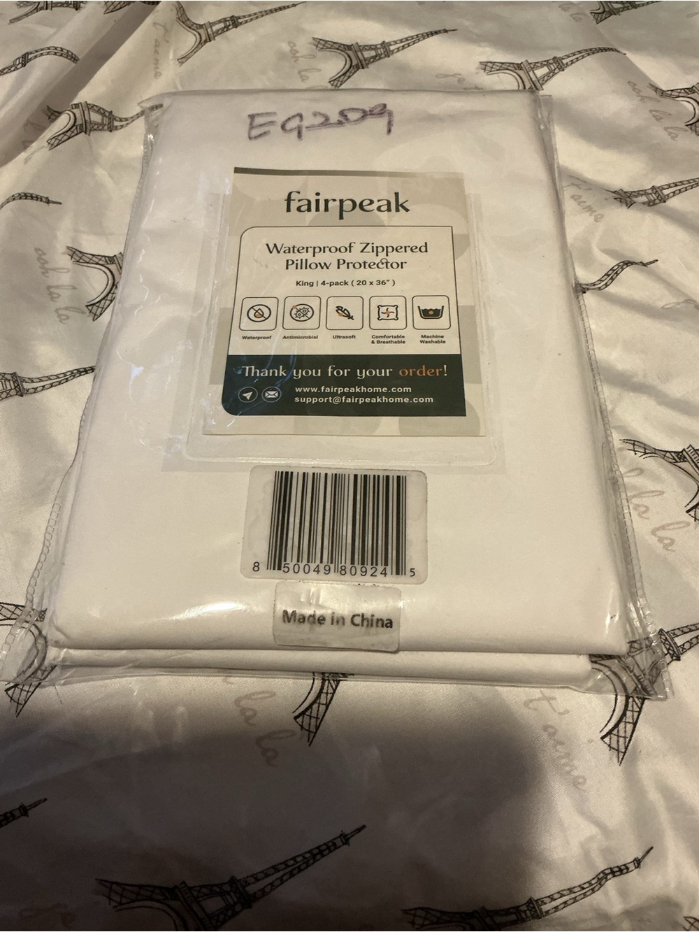 Fairpeak White Waterproof Zippered Pillow Protector (4-Pack)
